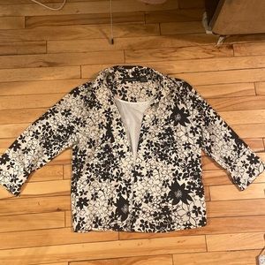 Black and White Floral Blouse